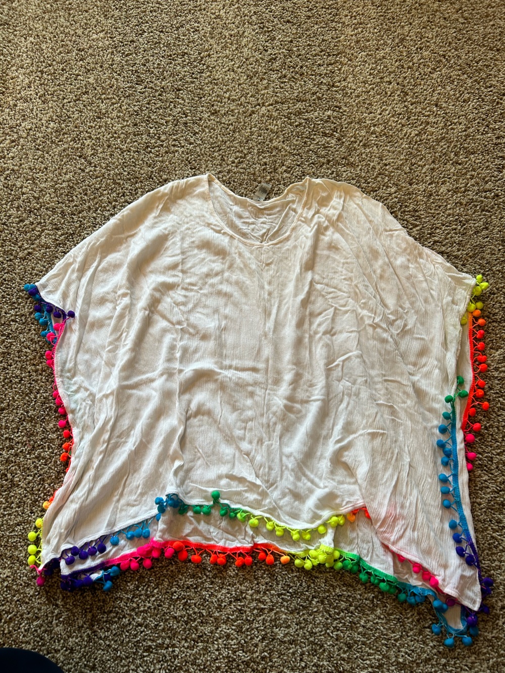 TiniBikini White Pom-Pom Trim Coverup